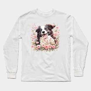 Floral Bliss Border Collie Long Sleeve T-Shirt